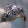Trendy Women Rings European American Jewelry Cubic Zirconia Band Set Sparkling Diamond Wedding Ring