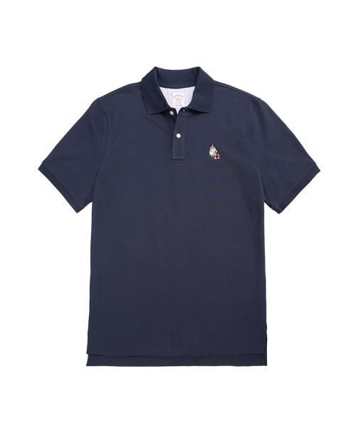 BROOKS BROTHERS Henley Embroidery Polo Shirt (Navy) (Bbntmm3067Qem)