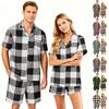 Couple Pajama Set Short Sleeve Button Down Shirt and Shorts Sleepwear Soft Casual Lounge Wear S-XXXXL
