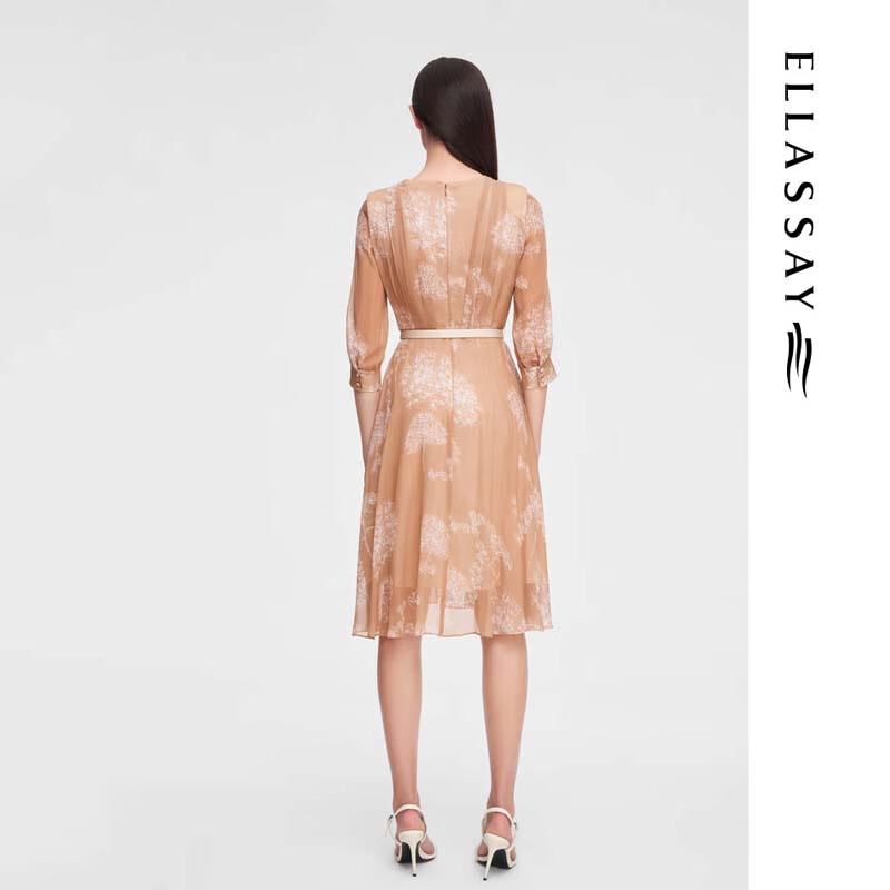 ELLASSAY Women's Printed Silk A-line Dress