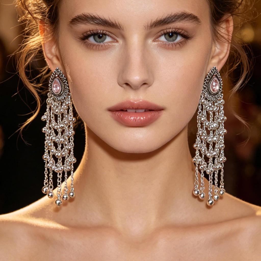 European & American Long Tassel Earrings, Indian Style Studs, Ethnic Retro Ear Pendants.