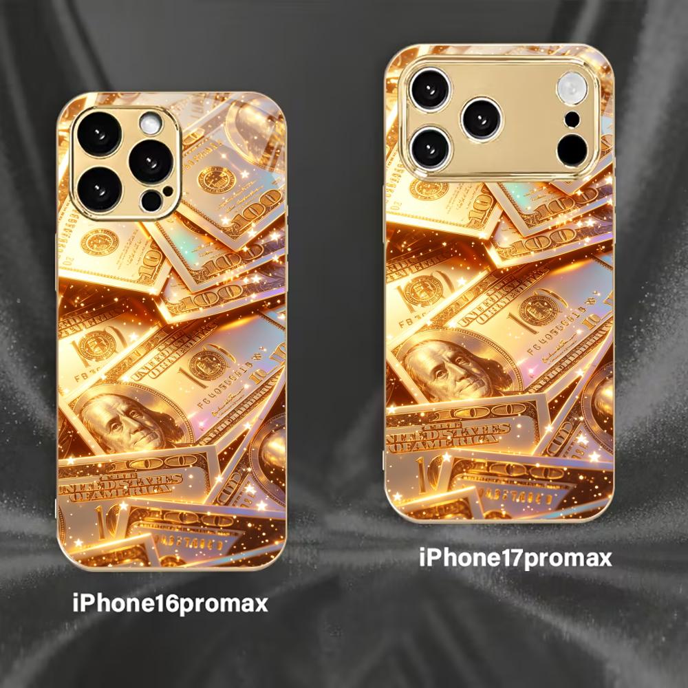 Goldmünze Banknote Reichtum Handyhülle für funda iphone für iPhone 17 Pro Max Hülle Glas für iPhone 17 16 15 14 13 12pm Pro Plus