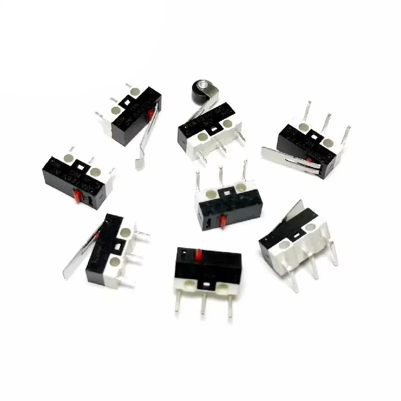 20Pcs Micro Limit Switch 3Pins Long Handle Roller Lever Arm SPDT Momentary Push Button Switch for Mouse DIY Accessories