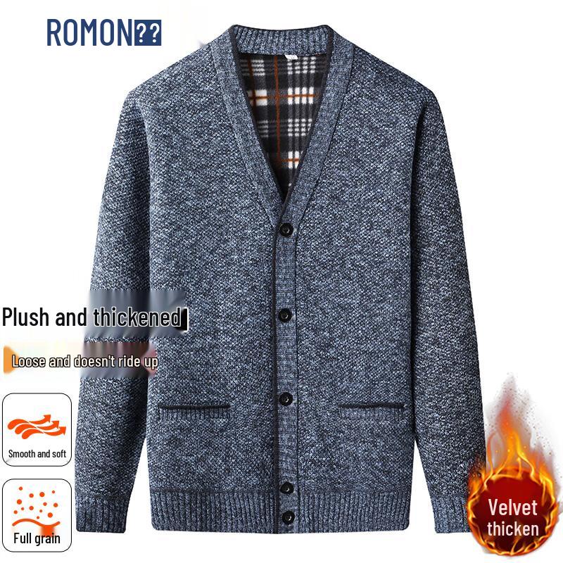 ROMON Мужской вязаный кардиган на флисовой подкладке 2XL