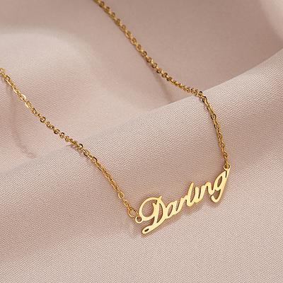 Anhänger mit englischem Alphabet Titanstahl Halskette für Damen Schmuck Accessoires Geschenk