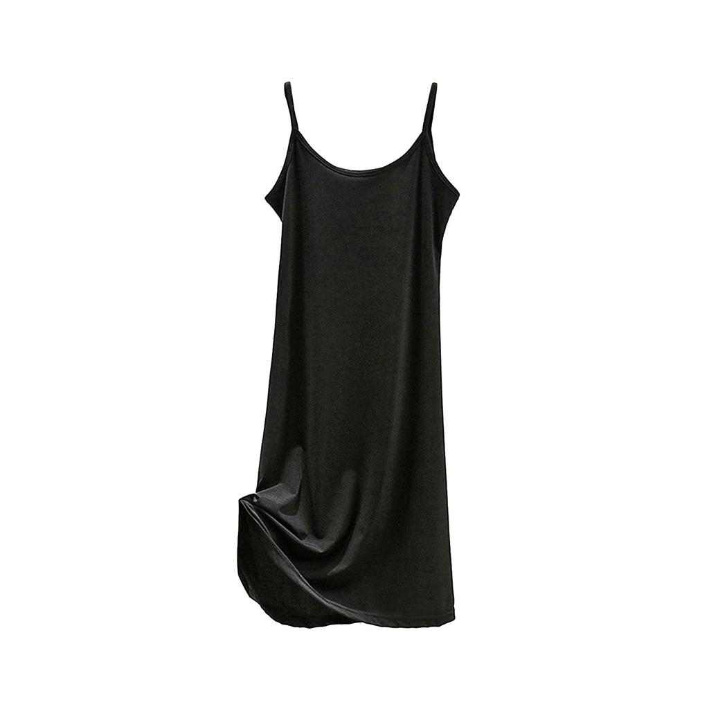 Women's Loose Casual Nightgown With Camisole And Short Solid Color Bottom Dress Underneath