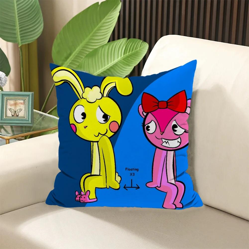 Kissenbezüge H-Happy Tree Friends Kissenbezug 45 × 45 cm, gefüllte Kissen, Dekokissen für Sofabezüge × Elegant Room Sleep