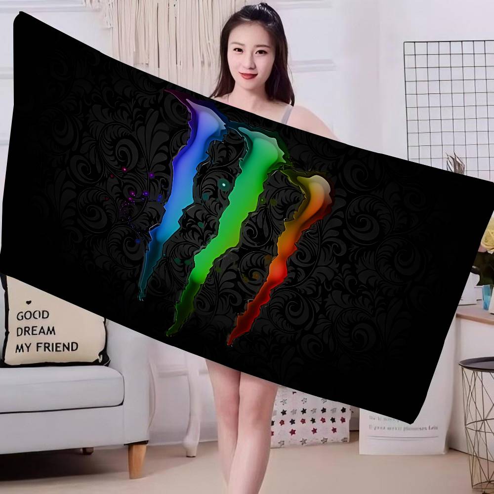 M-MonsterS LOGO Energy Microfiber Blanket Quick Drying Beach Towels Oversized Printing Super Absorbent Pool Towel Blanket