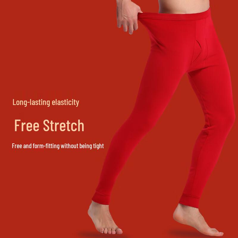Lonsa Men's Red 100% Cotton Thermal Long Johns