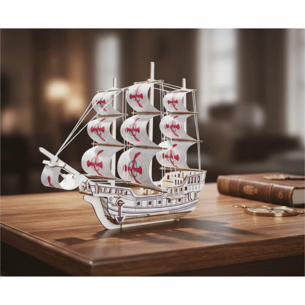 3D Construction Wooden Model Kit Wooden Material Pirate Ship Model DIY Assembled Model  Home Decor
