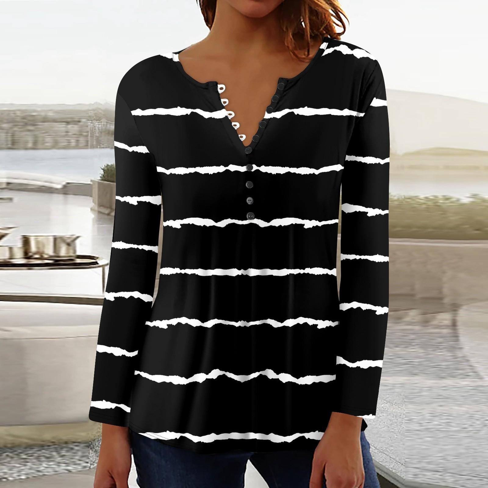 Женский повседневный топ свободного покроя с длинным рукавом и пуговицами M чёрный — фото 10