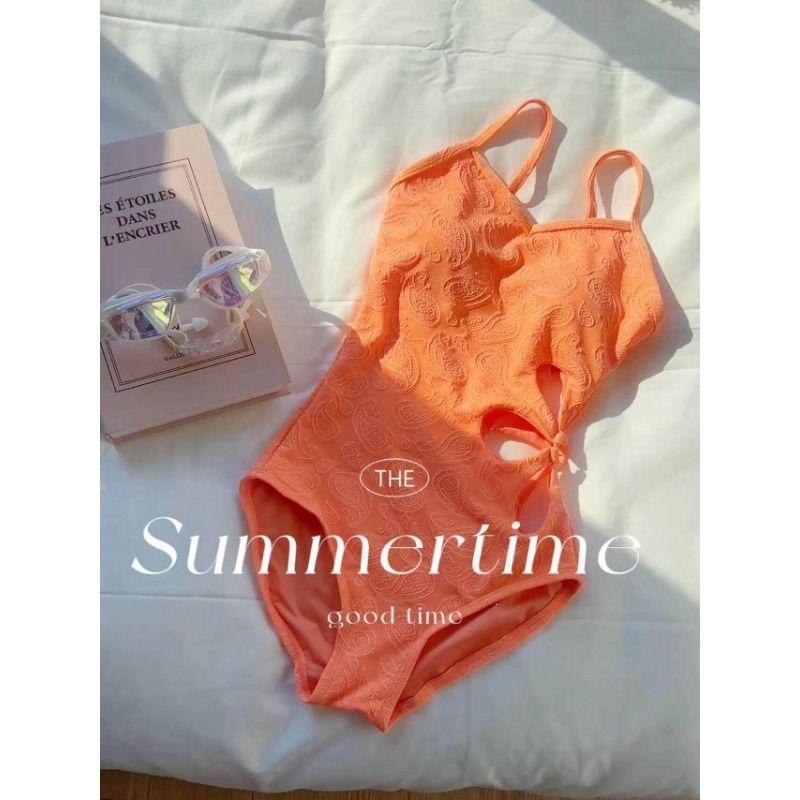 

Cashew pattern racing swimming adult professional swimming pool bright training backless one-piece triangle woman 2XL помаранчевий