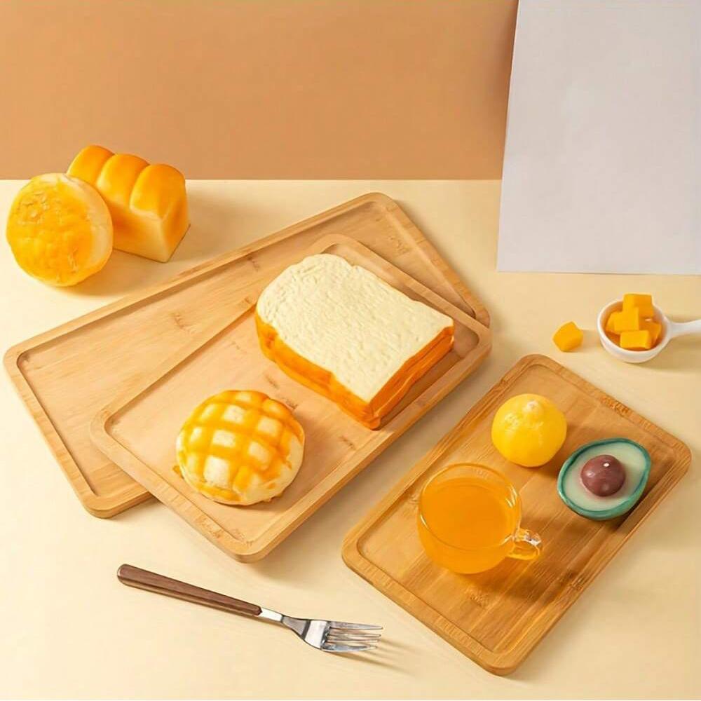 1 Pc Simple Square Wooden Tray, Thickened Restaurant Teahouse Cafe Beverage Tray for Home Kitchen
