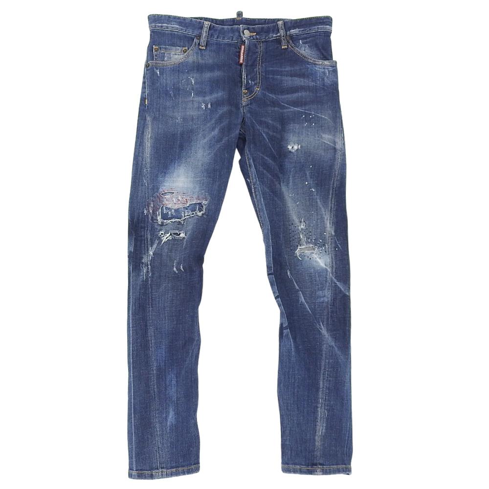 Dsquared2 SEXY TWIST JEAN Distressed Denim Pants, Men's, Indigo, Size 44, 74LB008930342 Bottoms 44 IndigoUsed