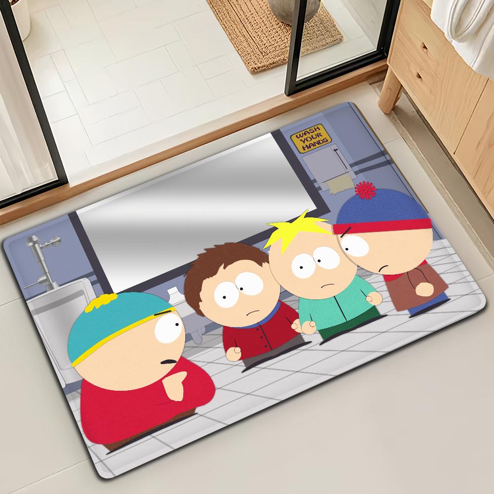 Cartoon S-SOUTH PARK Funny Door Mat Bath Microfiber Decorative Versatile Flannel Floor Mat Quick Dry Absorbent Non-slip Sole