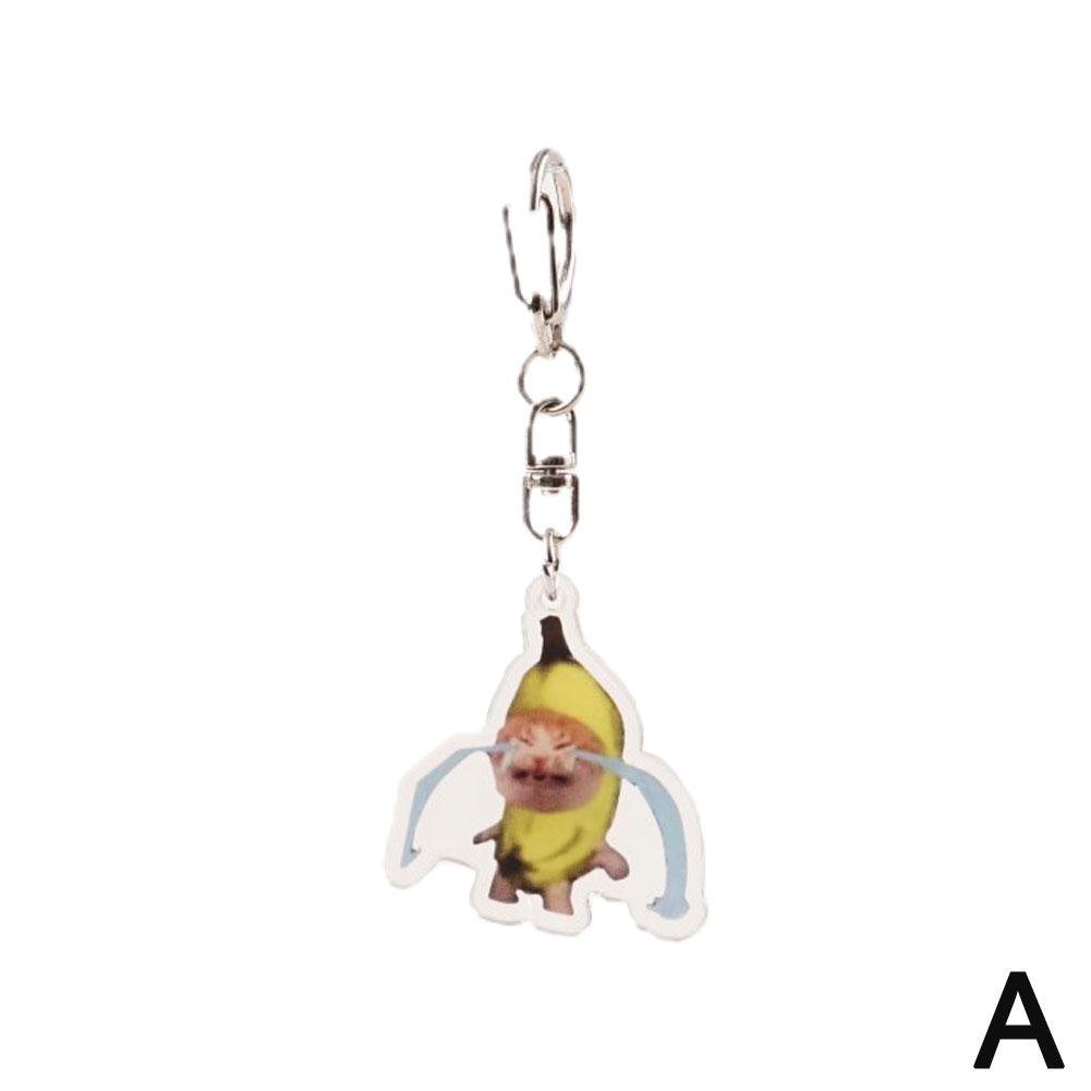 Banana Cat Keychain for Students Funny Pendant Lanyard Decorations Cat Charm Phone Chain Anti-lost Strap Decors