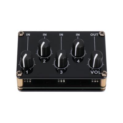 4 in 1 out Passives Mischermodul Mini Stereo 4-Kanal Passiver Mischer Audiomischer 4 Audioeingänge zu 1 Ausgang Ultrakompakt