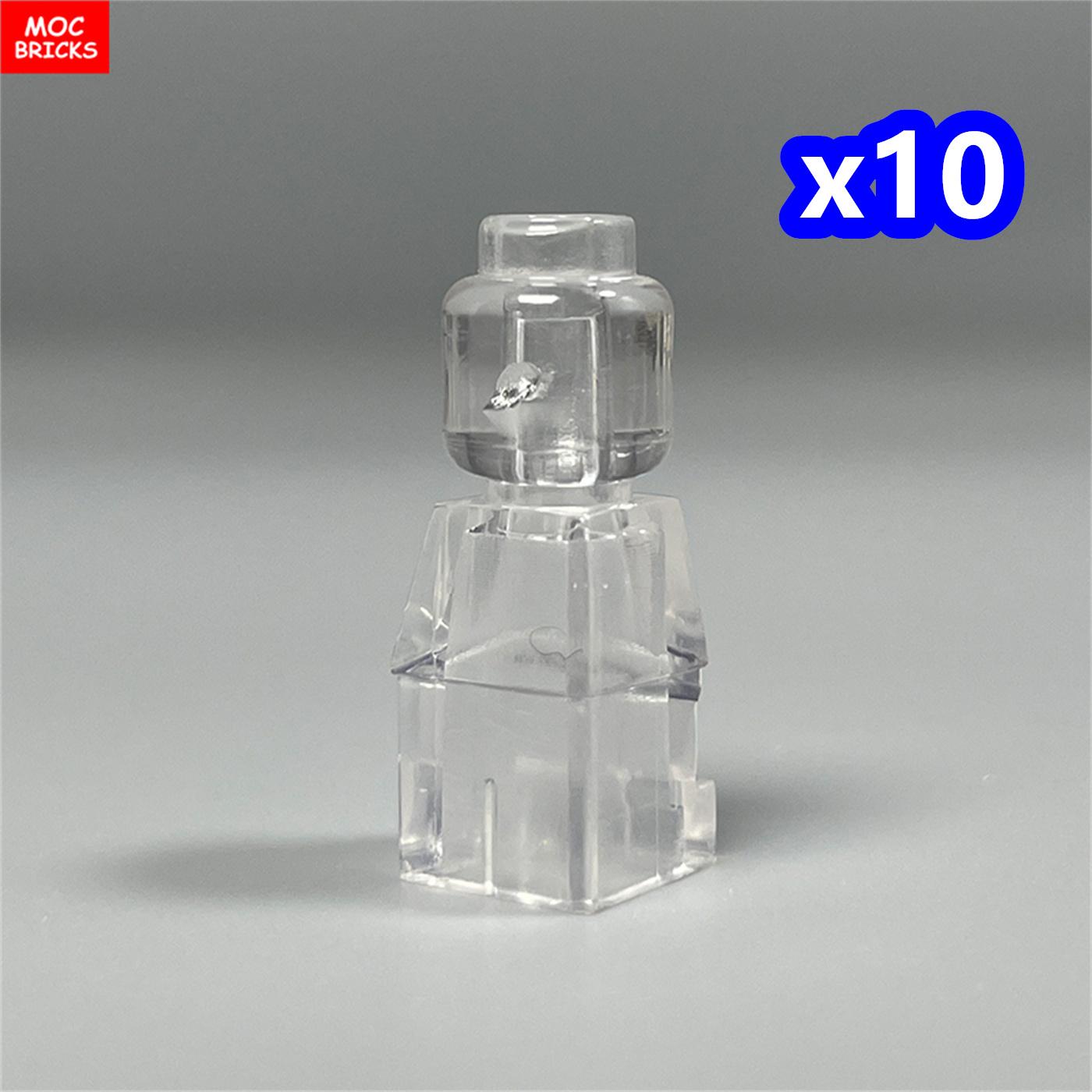10 Stück MOC Steine Mikro Statue Figur Körper Schachfigur 85863 16478 90398 Leer Individuell Unbedruckt Bausteine Kinderspielzeug gray