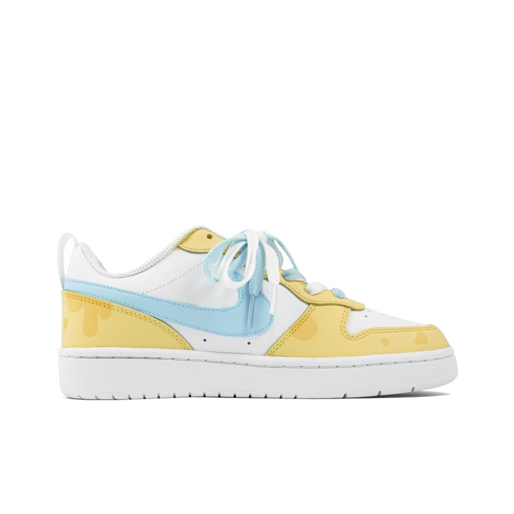 Nike Court Borough 2 Miku Manufacturing Low top Skateboard Shoes GS White Yellow BQ5448-100(Team-)