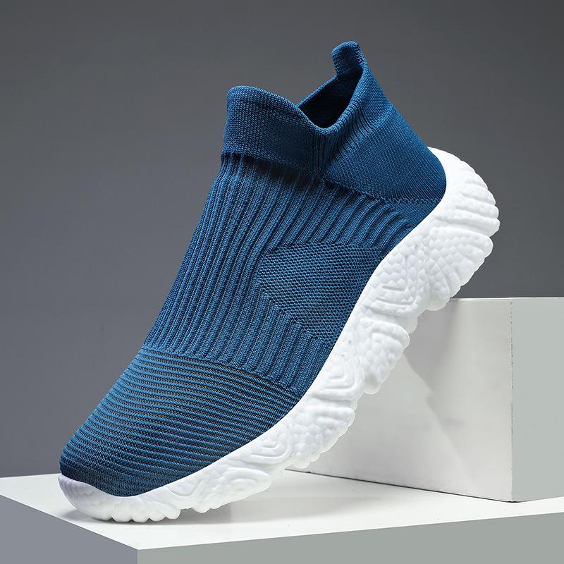 Men's shoes sports couple trendy shoes men lazy one-pedal fly-woven mesh shoes high-top casual shoes overshoes
