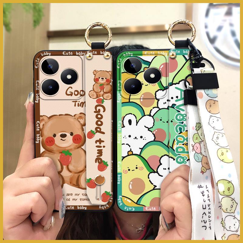 Soft case Anti-knock Phone Case For Realme C53/Narzo N53 Waterproof Wristband Phone Holder Cute Wrist Strap Kickstand