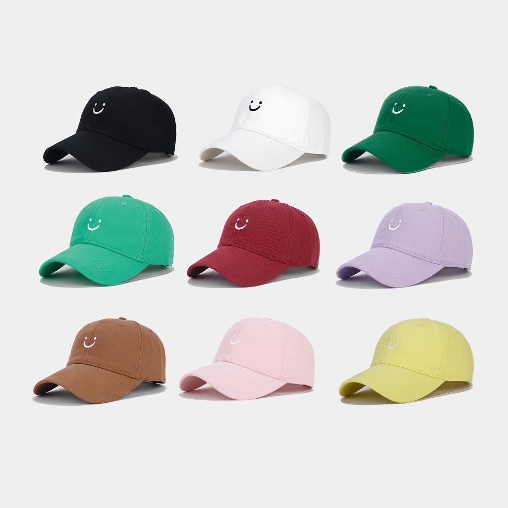 Soft Cotton Baseball Cap for Women Men Smile Face Embroidery Adjustable Low Profile Unstructured Snapback Dad Hat