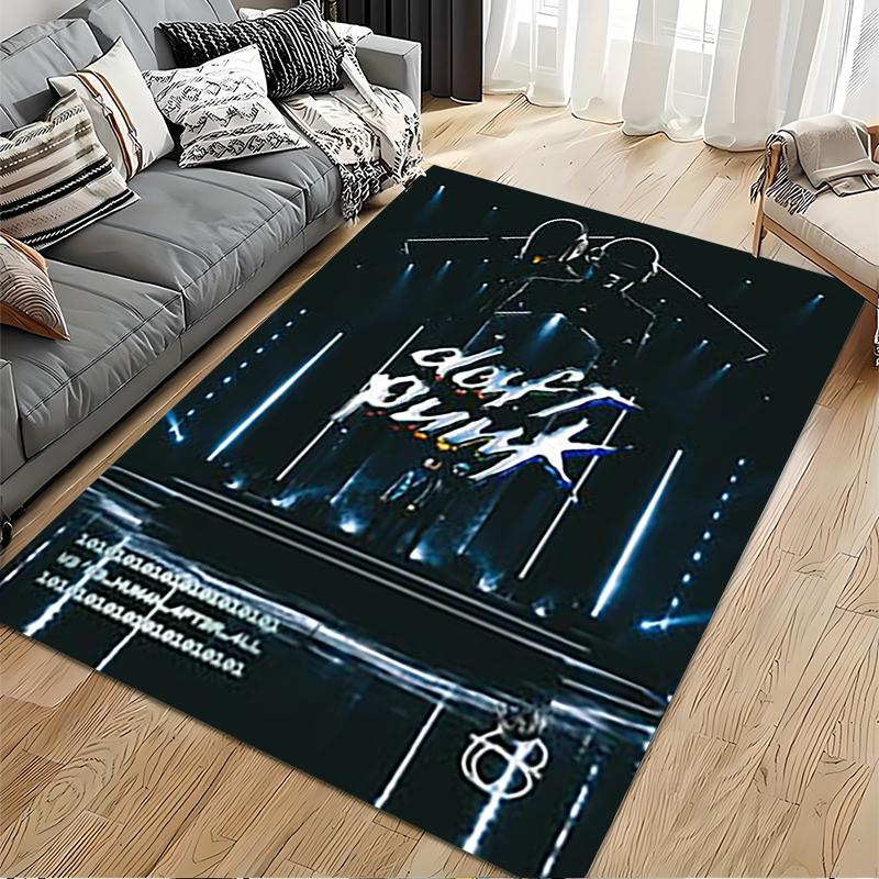 Minimalist Foo Fighters Inspired Collage Area Rug, Non-Slip Washable Throw Carpet for Living Room Bedroom Entryway Home