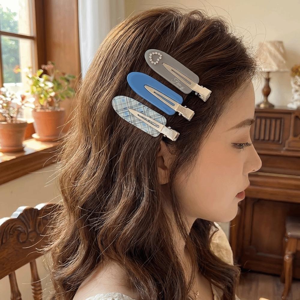 3 Pcs/set Acrylic Seamless Hair Clip Transparent Side Bangs Clip Polka Dot Hairpin Set Girls