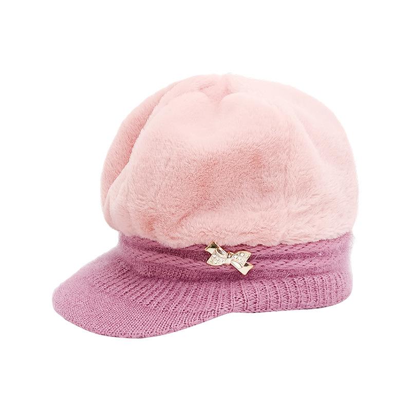 

Шляпа-тыква из новой шерсти, ветрозащитная и холодостойкая зимой, теплая шляпа для пожилой женщины, утолщенная вязаная шапка с велюровой подкладкой average size (56cm~ 58cm)