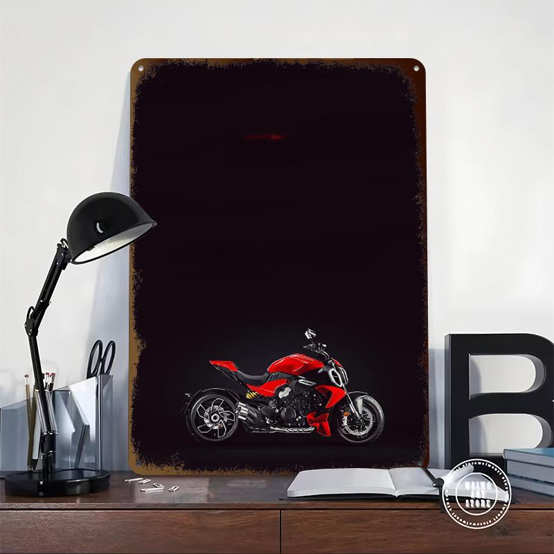 Motorcycle Diavel V4 Printed Poster Customized Wall Art Retro Vintage Metal Tin Signs for Home Gaming Room Decoration Aesthetic