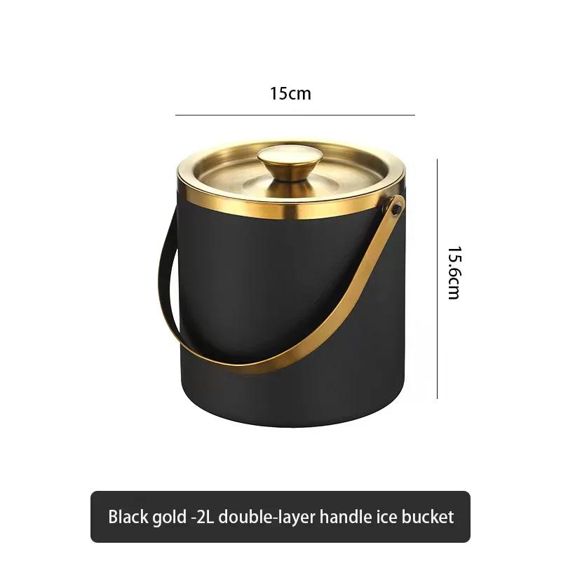 304 2L/3L Stainless Steel Ice Bucket Portable Double Wall Insulated with Lid Hotel Wine Champagne Whiskey Beverage Beer Tools