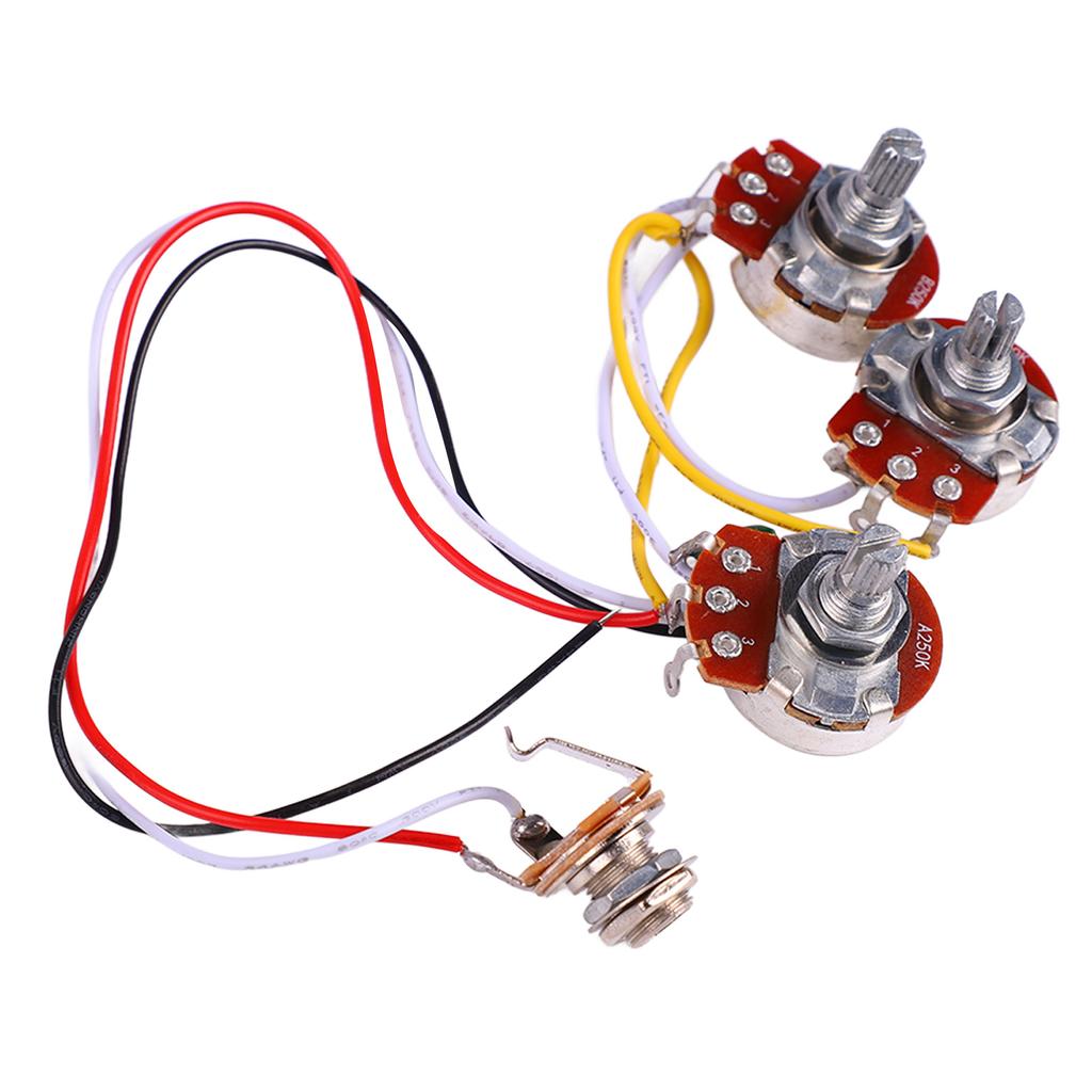 Guitar Potentiometer Kit Jazz Bass Wiring Harness 1 Volume 2 Tone Instrument Accessories A250K B250K with Jack