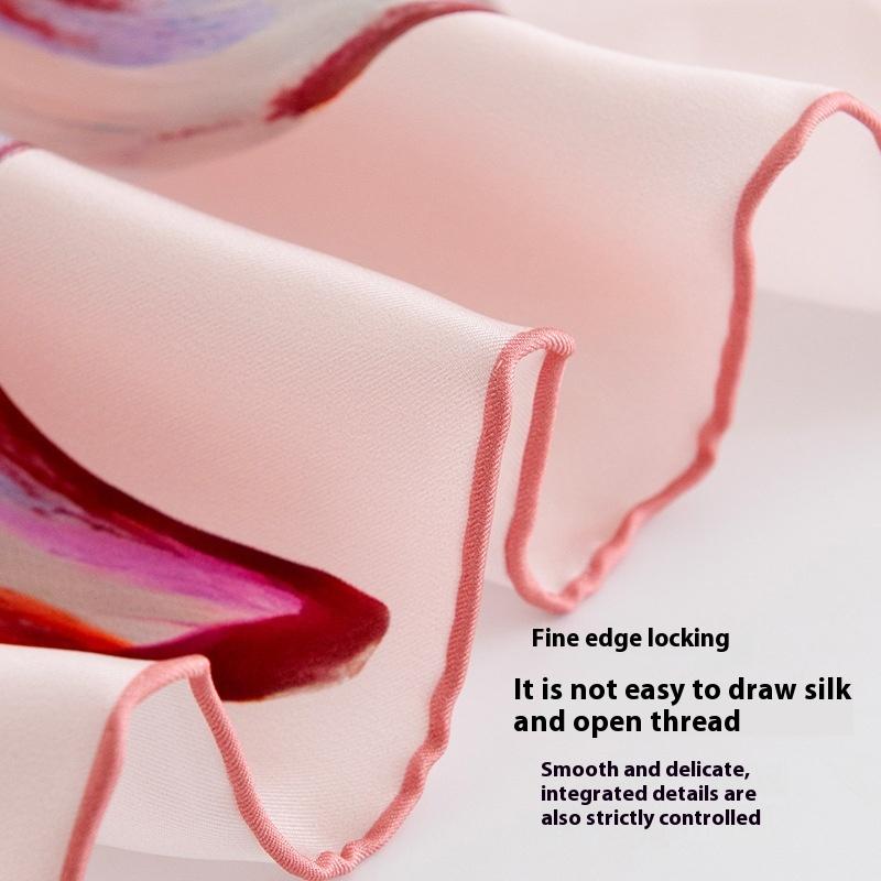 100% silk high-end women's new elegant oil painting large square scarf air conditioner shawl