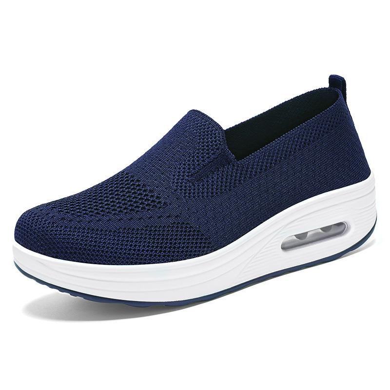 Schuhe Damen Herbst neue dicksohlige erhöhende Schuhe große Größe fly-gewebte Freizeitschuhe faule einpedalige Stoffschuhe