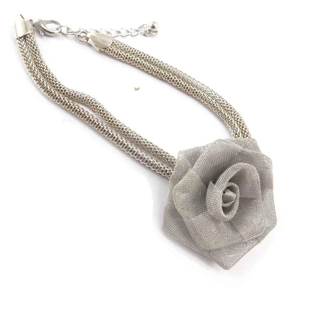 Les Trésors De Lily [J8074] - Silver Gray 'Flora' Designer Bracelet