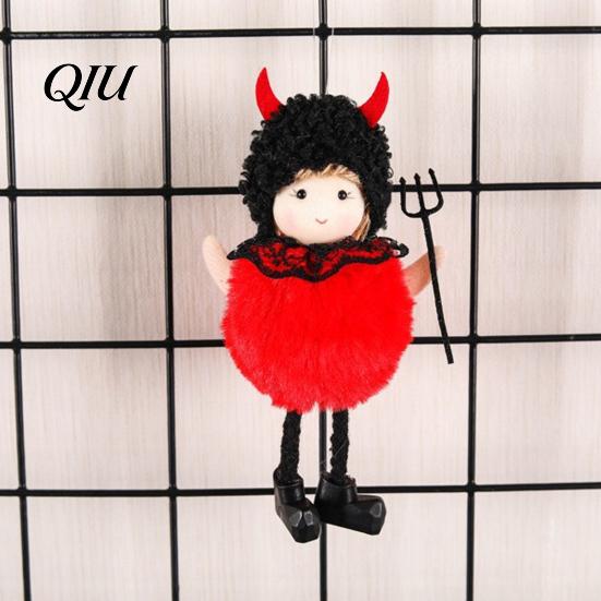 Halloween Plush Witch Doll Hanging with Lanyard, Cute Furry Pom Decoration Ball Ornament for Doors Windows Trees Party Decor Tree