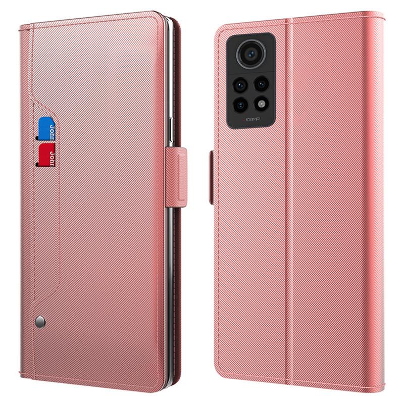 

For Xiaomi Redmi Note 12 Pro 4G/Redmi Note 11 Pro 4G (MediaTek)/5G (Qualcomm) PU Leather Stand Case with Mirror Design Card Holder Rose Gold