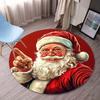 Runder Kristall-Samt-Teppich Weihnachtsmann Weihnachtsfeiertag Rote Mütze Bärtiger Mann Festliche Weihnachten Deko Innenbodenteppich für Wohnzimmer