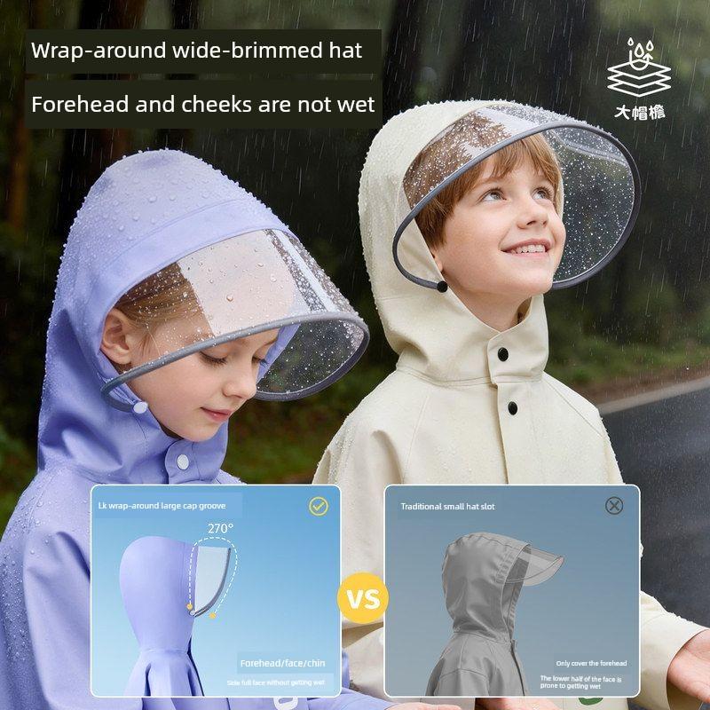 Children's Raincoat for Elementary School Students, with a Backpack Compartment, Suitable for Boys and Girls, Full-Body Split Rain Poncho for Older
