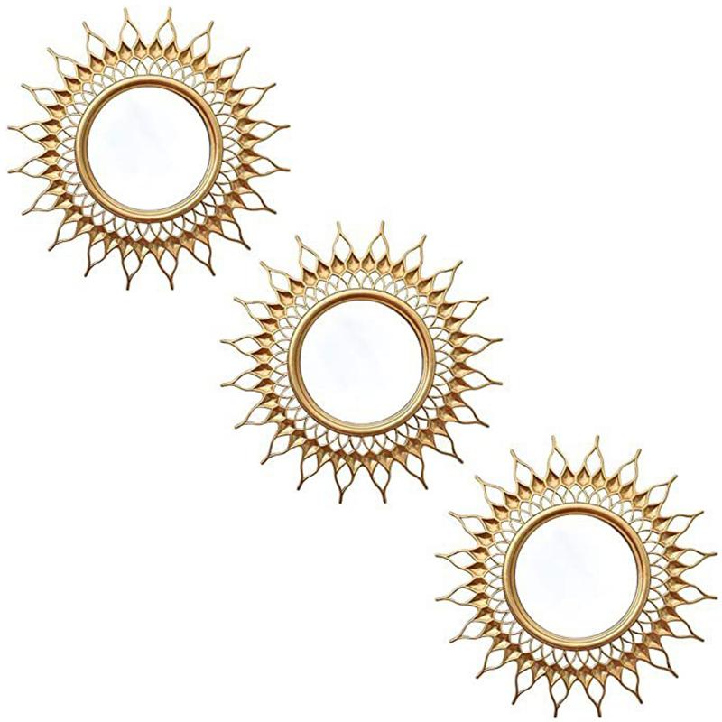 3PC/Set Wall Decor Round Wall Mirror Sets Hanging Mirror Gold Hanging Mirror Living Room Background