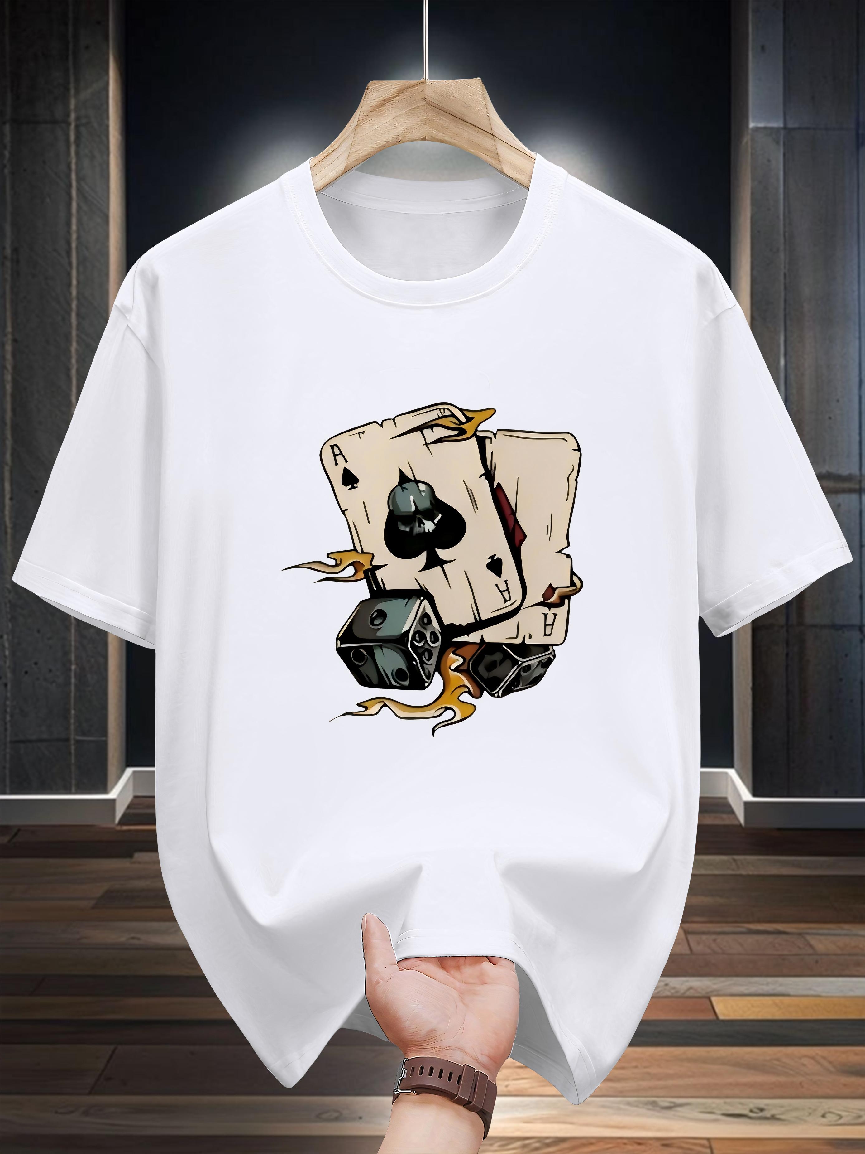 

Niuwang Selection 200g 100% Cotton Short Sleeve T-shirt - Black Geometric Playing Cards & Dice Graphic Print XXXL