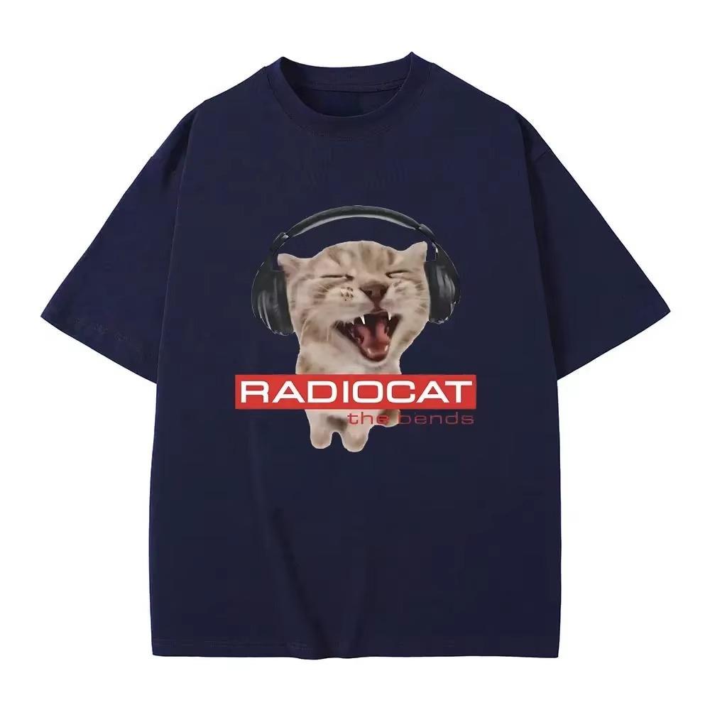 British Rock Band Radiohead Funny Radiocat The Bends Print Tshirt Unisexs Women Vintage Gothic Oversized Tshirt Male Meme T Shirt S