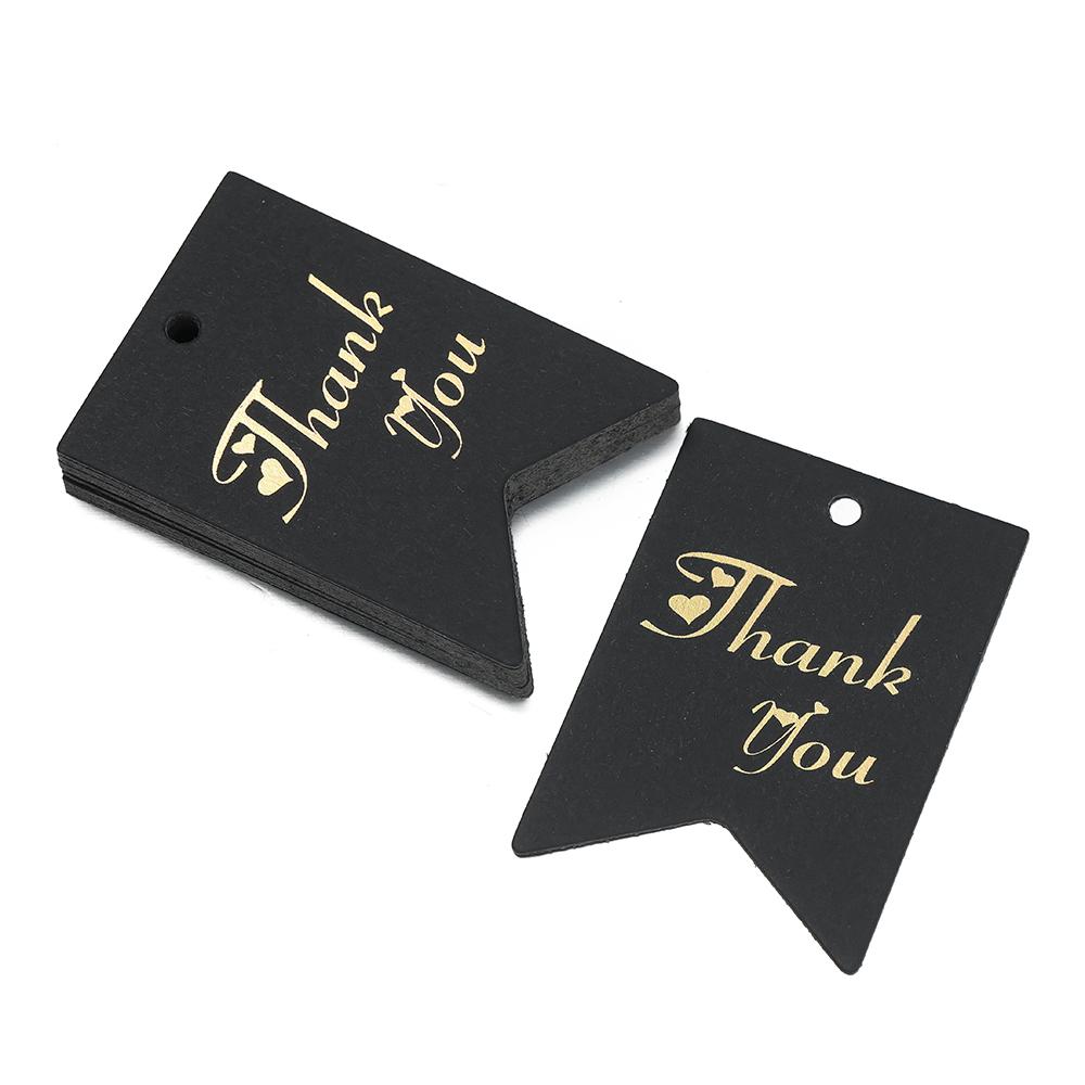 50pcs/Lot Stamping Thank You Paper Card Tags Jewelry Hang Tag Black White Paper Cards Jewelry Accessories Price Label Wholesale