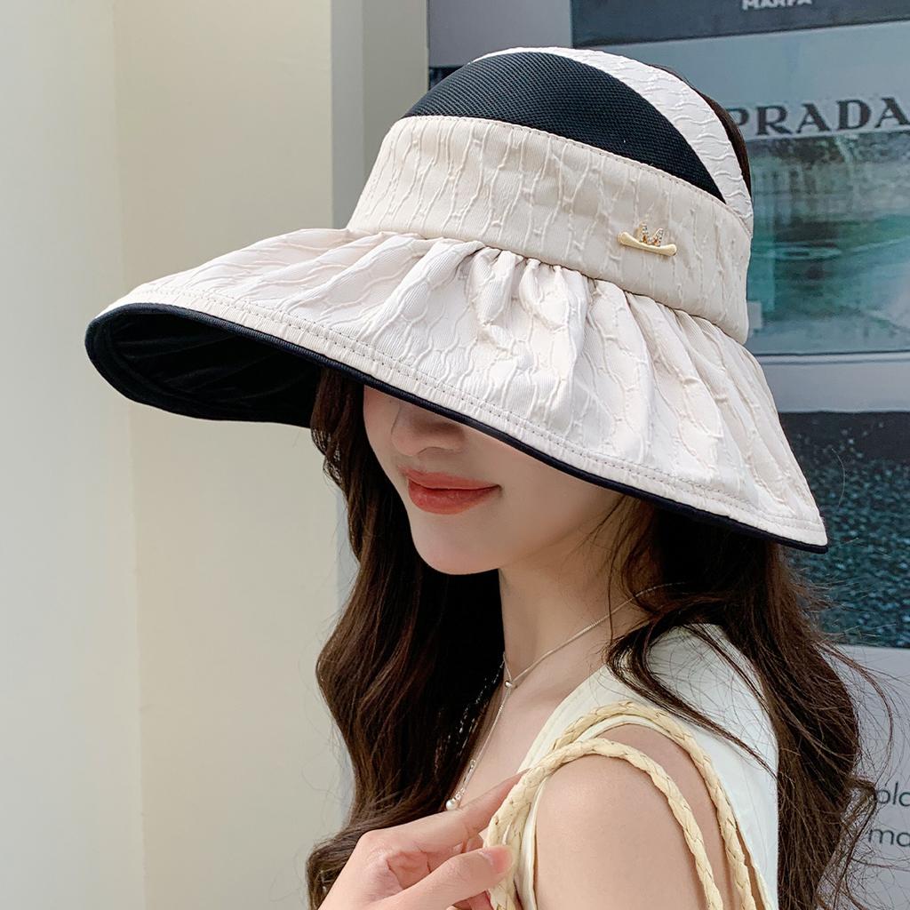 Empty Top Sun Protection Hat for Women's High-end Sense Summer UV Protection Sun Hat with Enlarged Brim Outdoor Face Covering Sun Hat