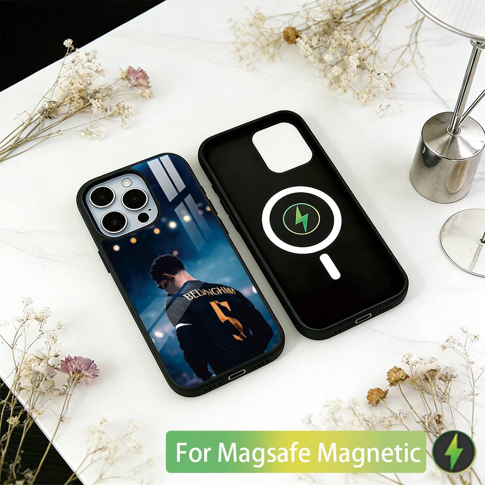 Football J-Jude B-Bellinghams Phone Case For iPhone17,16,15,14,13,12,11 Plus,Pro Magnetic For Magsafe Wireless Charging