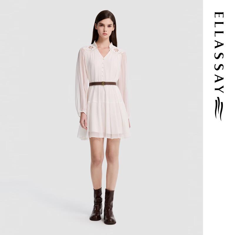 ELLASSAY Mulberry Silk Embroidered A-Line Dress
