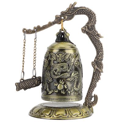 Vintage kleine geschnitzte Bronze Drachen Schloss Glocke Kunst & Handwerk Sammlerstücke Ornamente Schreibtisch Dekor
