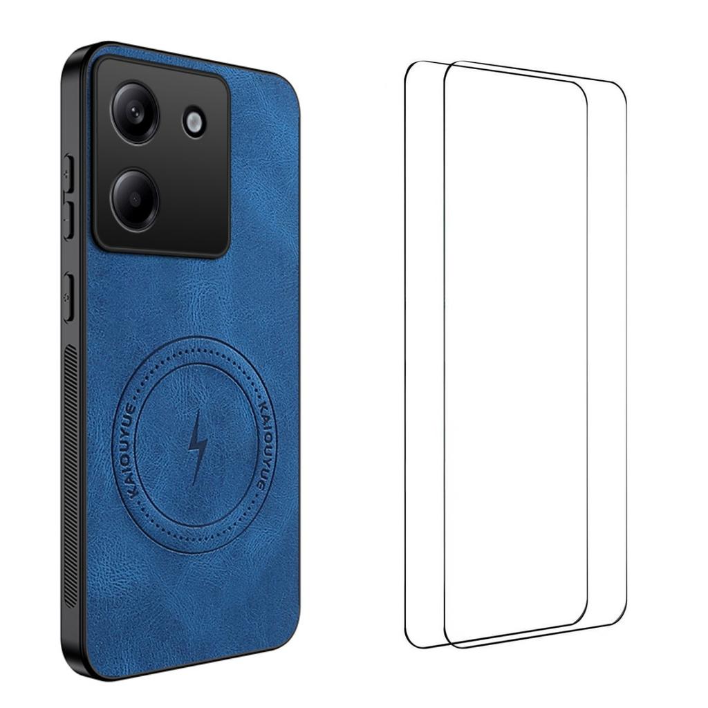 For Xiaomi Poco M7 Pro 5G Magnetic Case WANLONFENG SD Series PC TPU Phone Cover with 2Pcs Screen Film