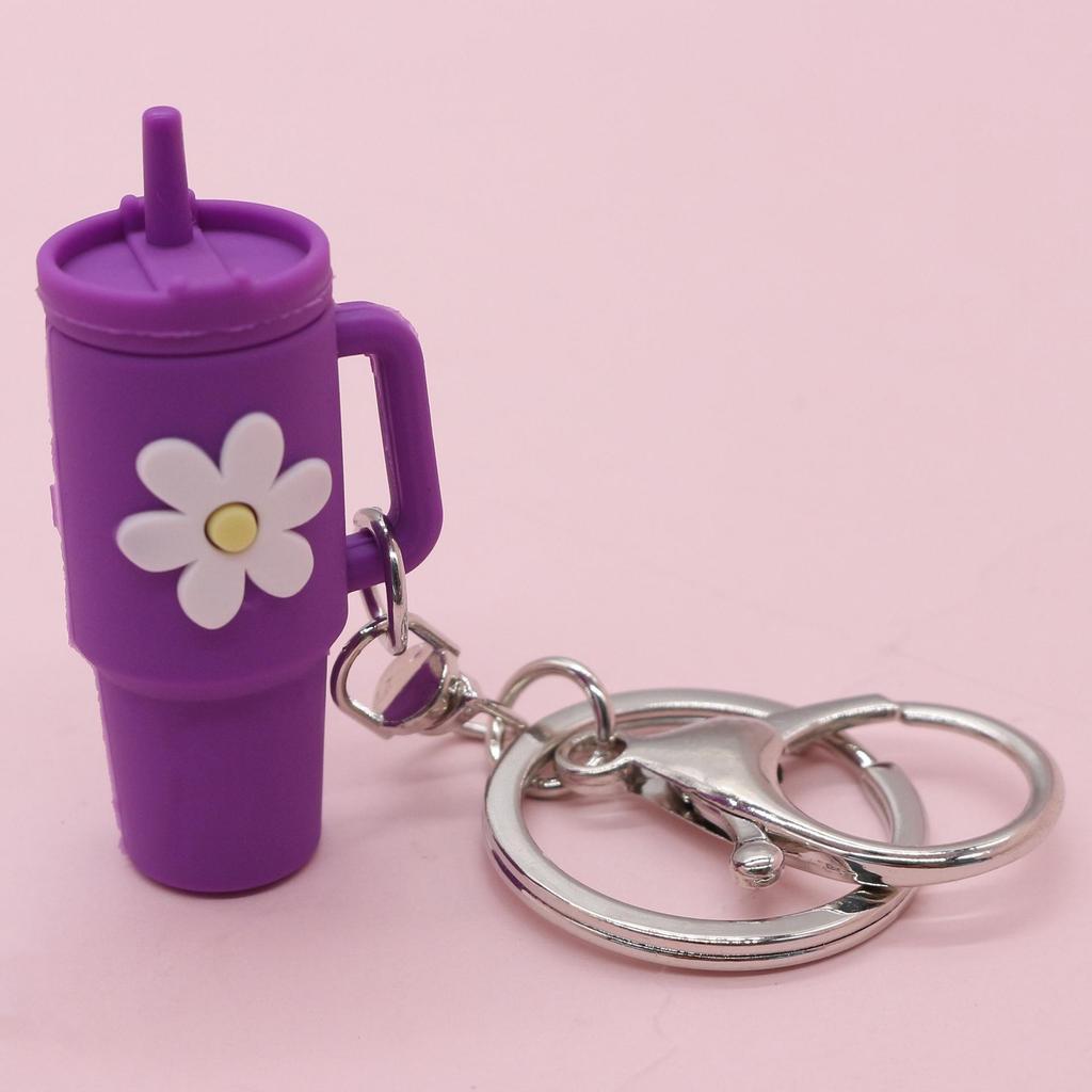 Popular Soft Rubber Stanley Cup Pendant Keychain - Creative Milk Tea Cup Keyring Available