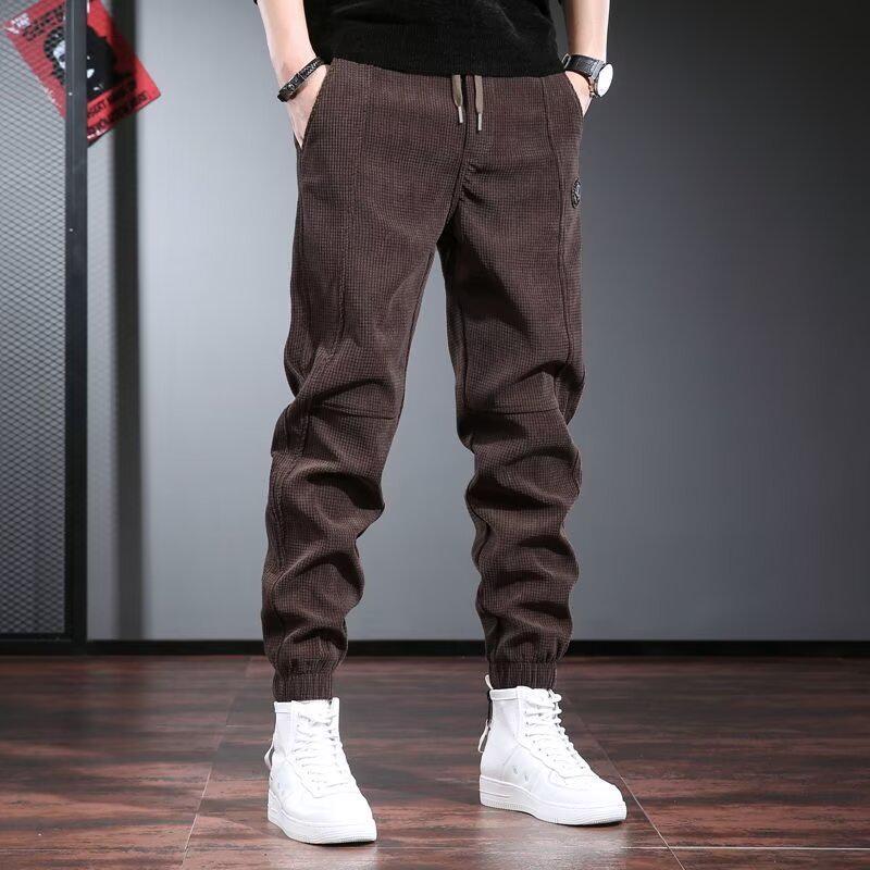 

Мужские универсальные вельветовые брюки карго гаремы - Весенне-осенние теплые повседневные спортивные штаны 4XL кофейный